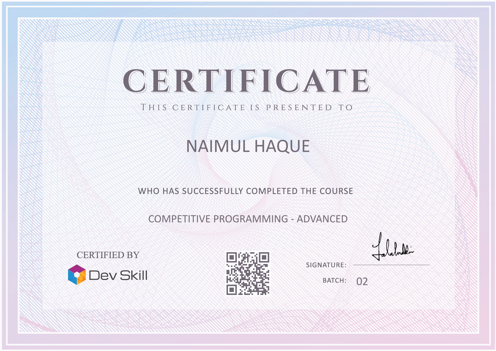 Course Completion Certificate