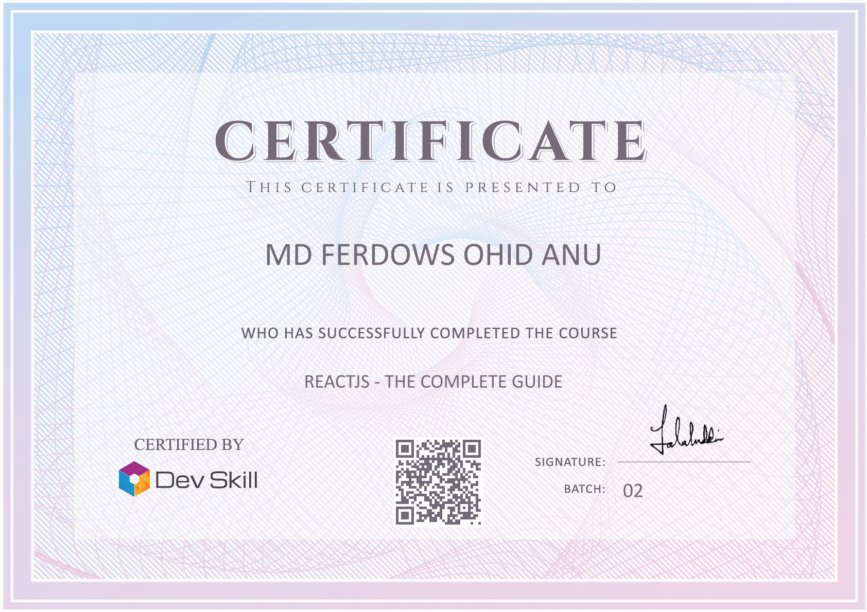 Course Completion Certificate