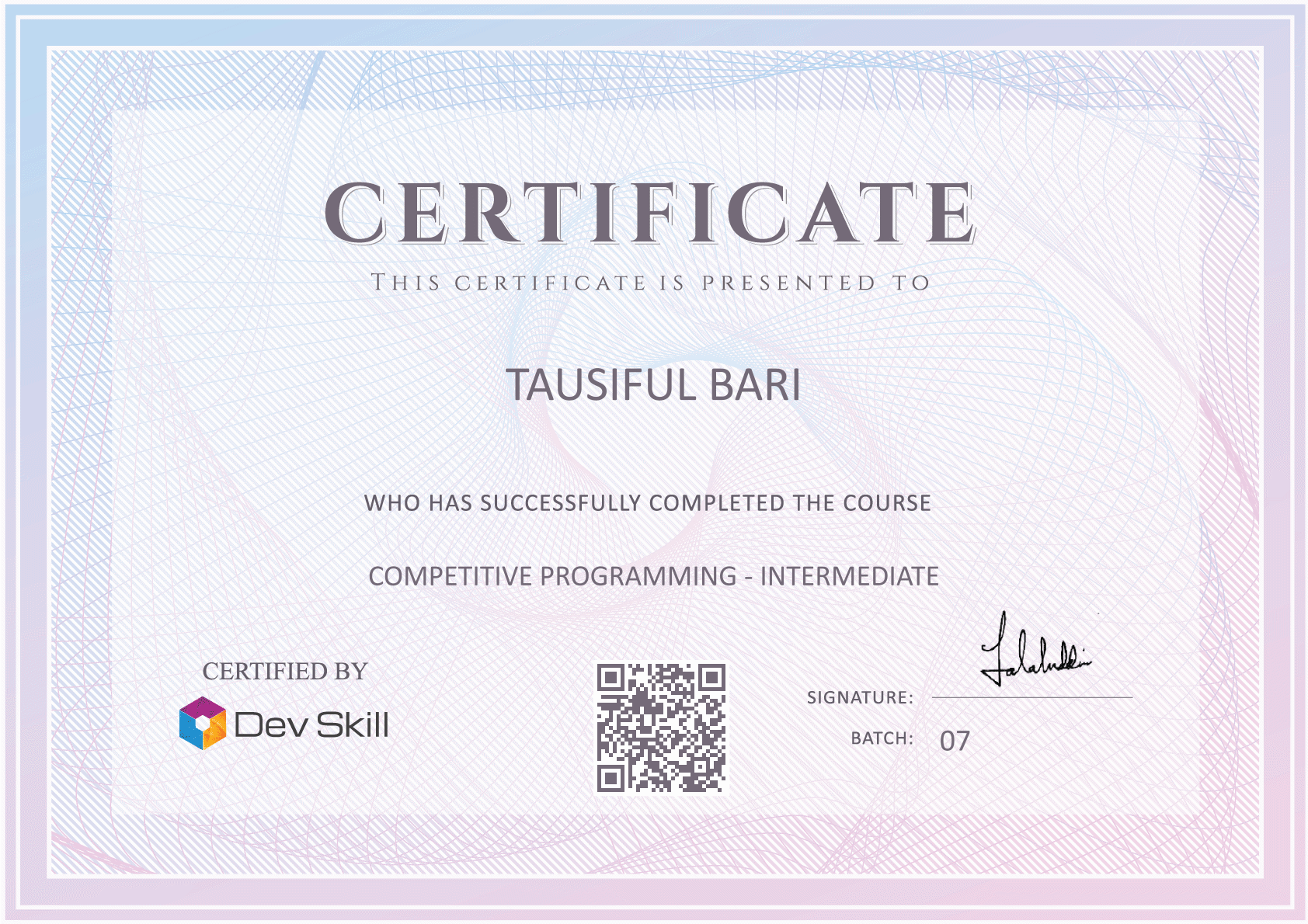 Course Completion Certificate