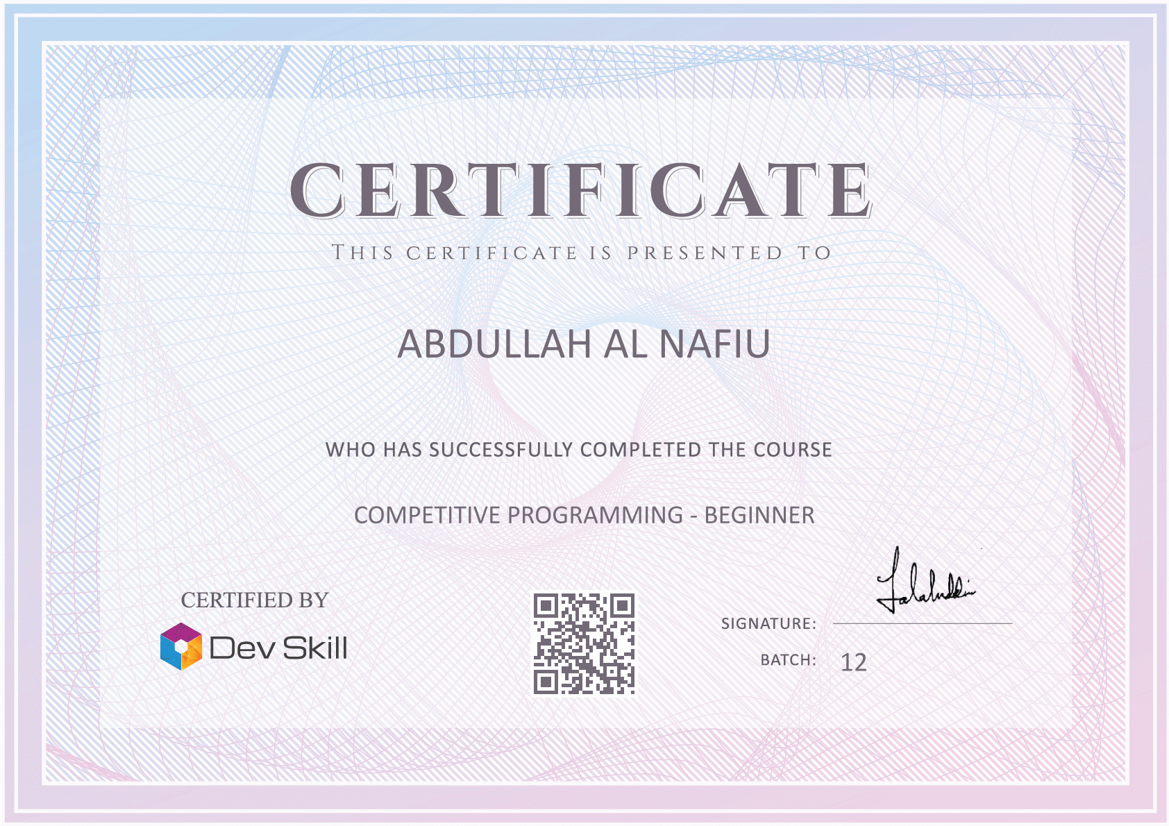 Course Completion Certificate