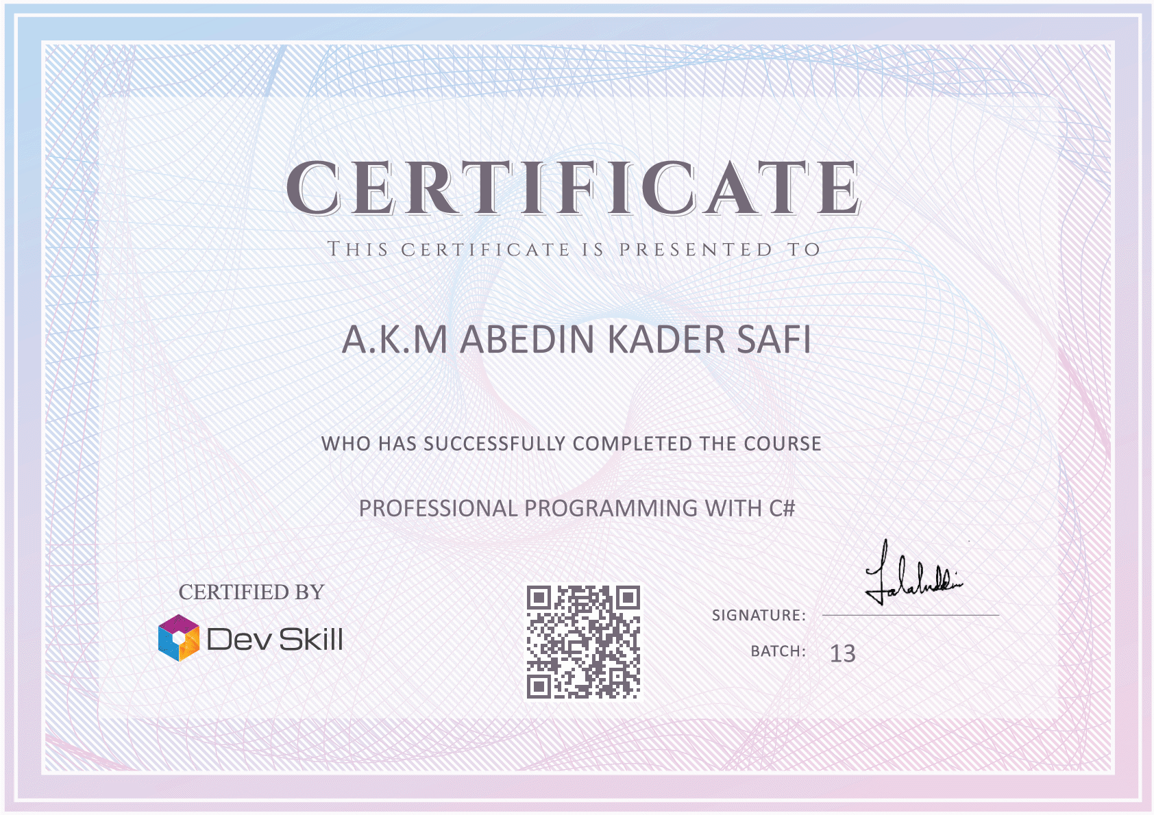 Course Completion Certificate